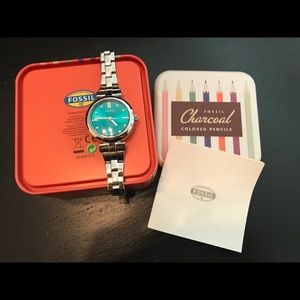 Fossil Stainless Steel Adjustable Watch Green Dial